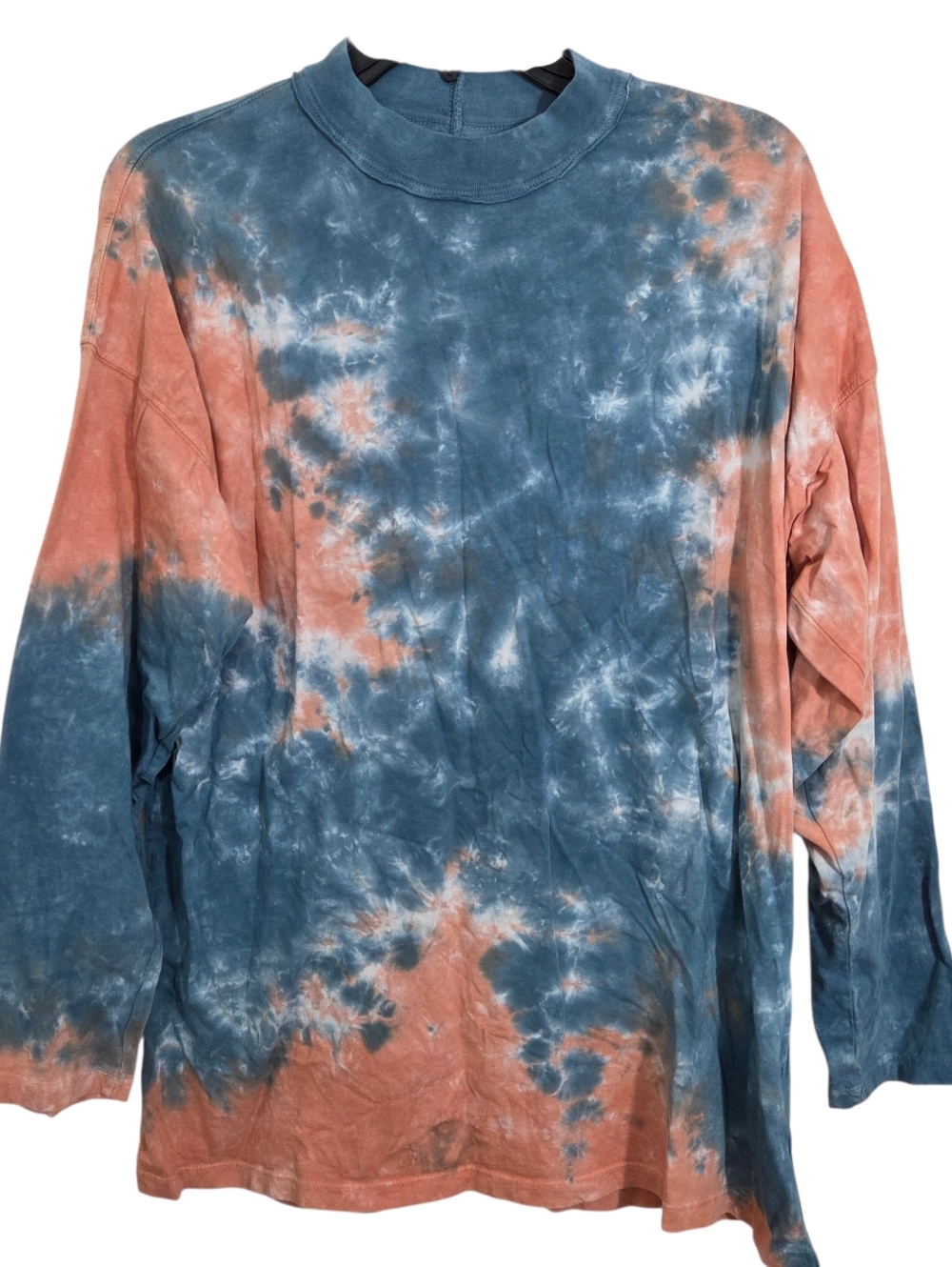 We The Free People Be Free Tie Dye Tee Blue Combo Small Boho Long Sleeve